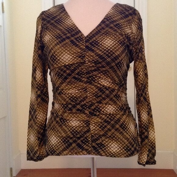 No brand Tops - Black, yellow with gathered waistline top Large